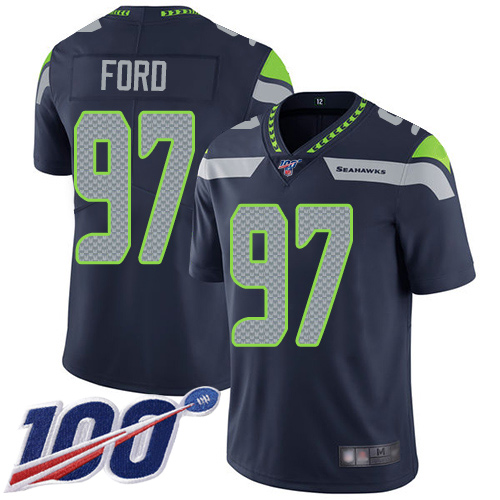 Seattle Seahawks Limited Navy Blue Men Poona Ford Home Jersey NFL Football 97 100th Season Vapor Untouchable